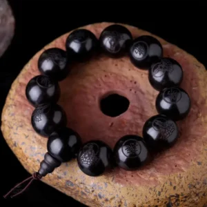 Mala en ébène, bracelet de méditation apaisant