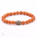 Bracelet Mala Rudraksha avec Perle Dzi Œil Tibétain