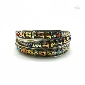 Bracelet tibétain manchette avec inscriptions mantras spirituels