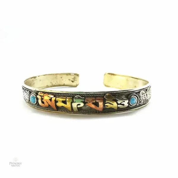 Bracelet tibétain en métal avec design intemporel et symbolique