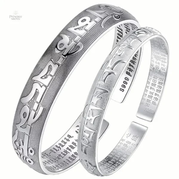 Mantra tibétain argenté, bracelet traditionnel