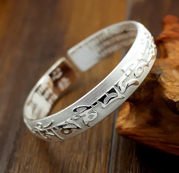 Bracelet argent, style spirituel tibétain