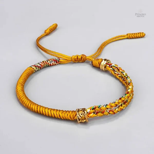 Bracelet ethnique noir et jaune tressé à la main