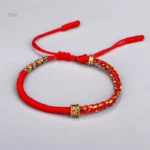 Bracelet moine tibétain, motif unique noir et jaune