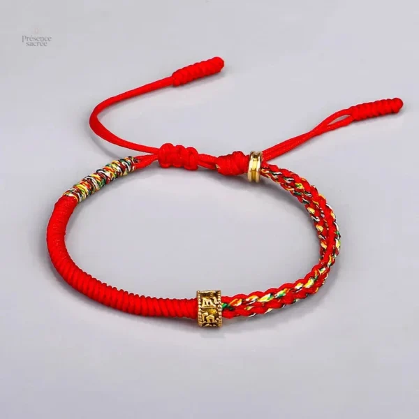 Bracelet moine tibétain, motif unique noir et jaune