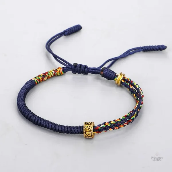 Tressage tibétain, bracelets noirs et jaunes