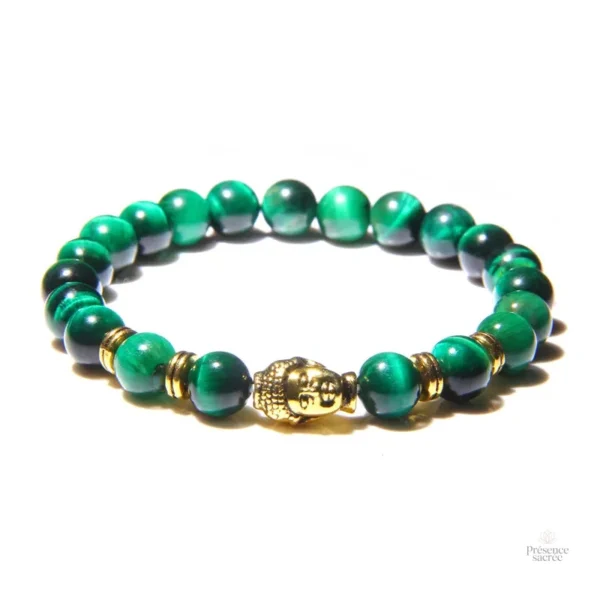 Bracelet Bouddha avec pierres d'œil de tigre bleu