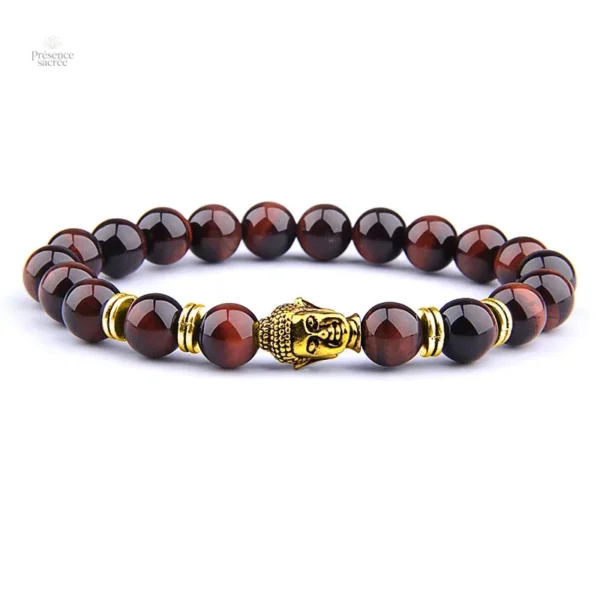 Élégance spirituelle : bracelet Bouddha en œil de tigre
