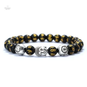 Bracelet Bouddha perles avec symbole Om Mani Padme Hum