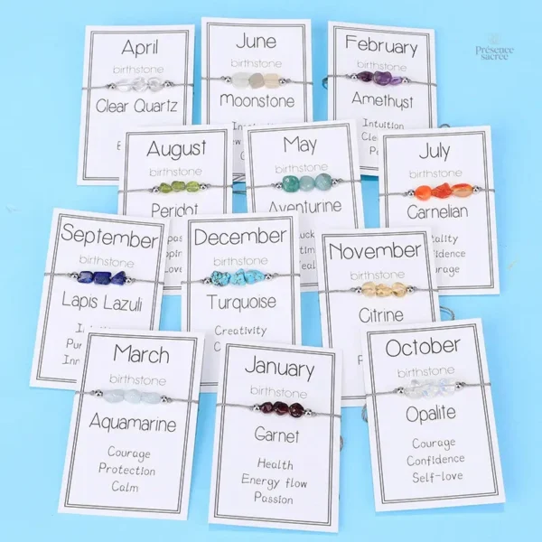 Bracelet en pierres naturelles pour chaque mois de naissance