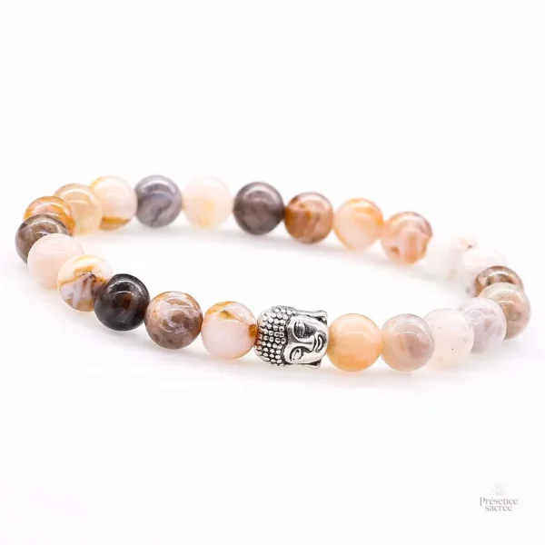 Bracelet en Agate, design tête de Bouddha apaisant