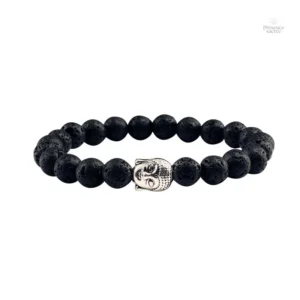 Bracelet en pierre volcanique avec motif Bouddha