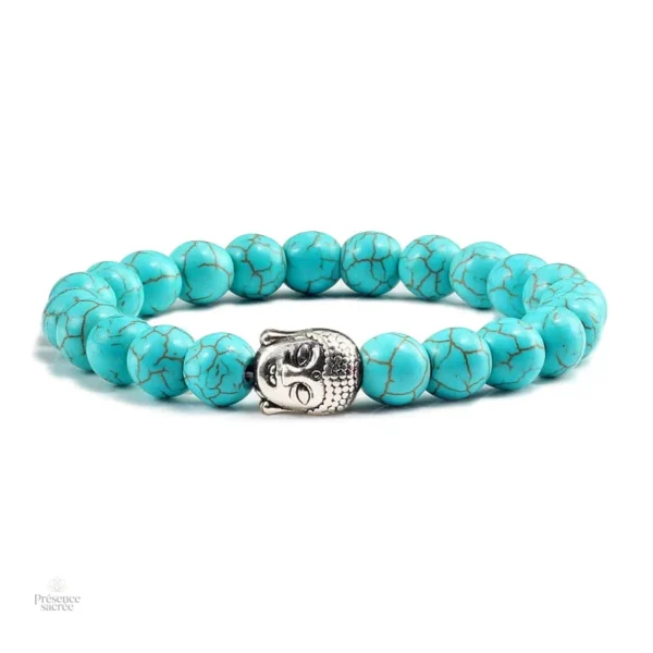 Bracelet fait-main Tête de Bouddha en pierre de lave