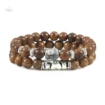 Bracelet tendance tête de Bouddha et pierres semi-précieuses