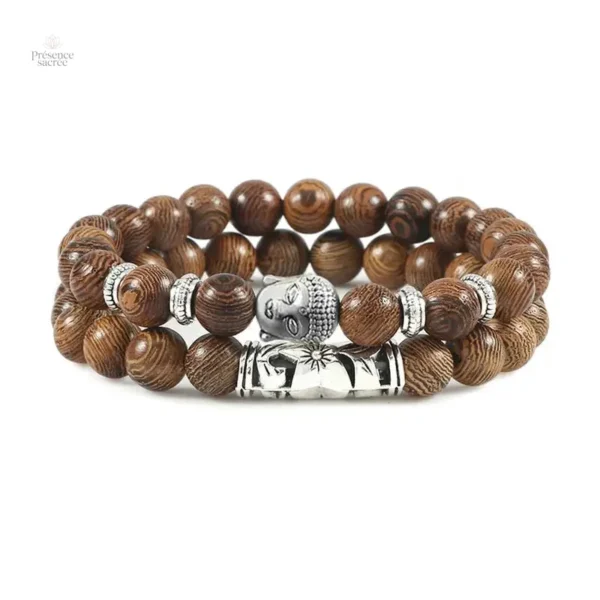 Bracelet tendance tête de Bouddha et pierres semi-précieuses