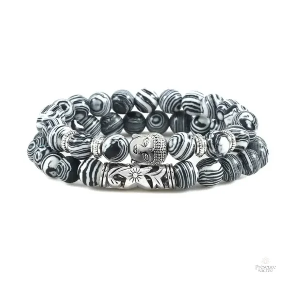 Bracelet Bouddha avec tête de Bouddha et perles de pierre - vue 2