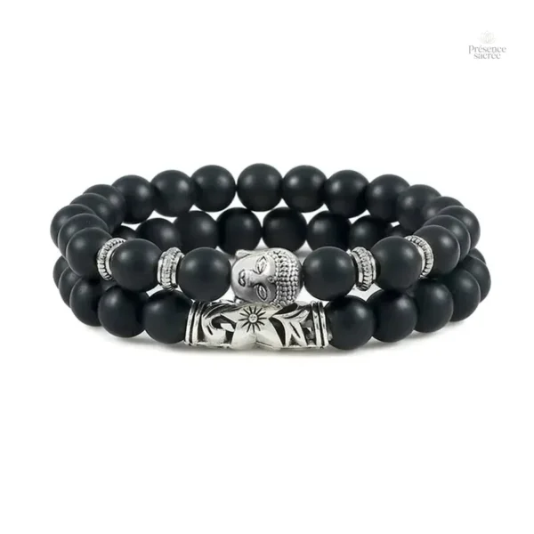 Bracelet Bouddha avec tête de Bouddha et perles de pierre - vue 5