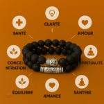 Bracelet perles de pierre et emblème Bouddha