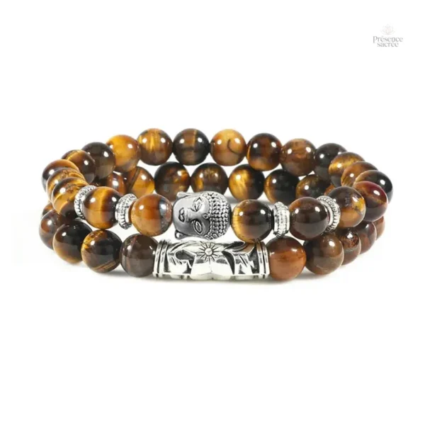 Bracelet Bouddha avec tête de Bouddha et perles de pierre - vue 6