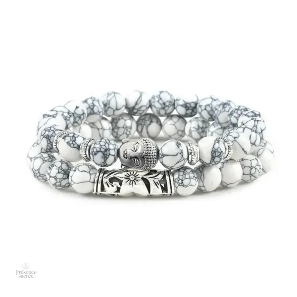 Bracelet Bouddha avec tête de Bouddha et perles de pierre - vue 7