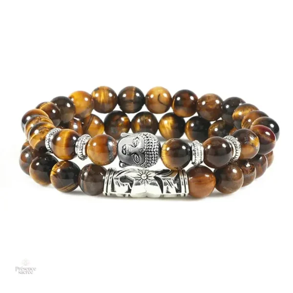 Bracelet Bouddha avec tête de Bouddha et perles de pierre - vue 8