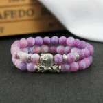 Bracelet éthique avec perles de pierre et symbole Bouddha