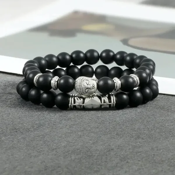 Bijou spirituel : bracelet tête de Bouddha et pierres