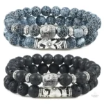 Bracelet avec perles de minerais et motif Bouddha