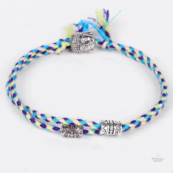 Bracelet tissé avec symbole Bouddha pour bien-être