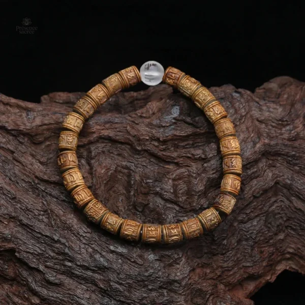 Bracelet en bois de santal, style tibétain, artisanat naturel