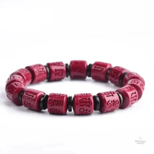 Bracelet tibétain perles de cinabre, style traditionnel