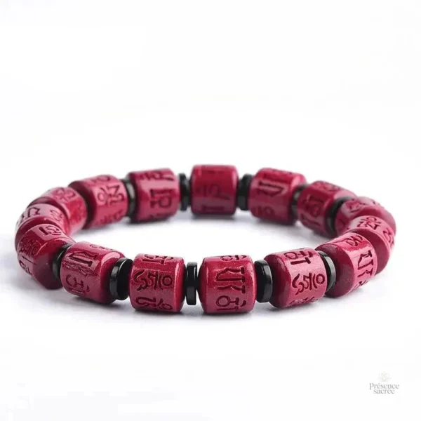 Bracelet tibétain perles de cinabre, style traditionnel