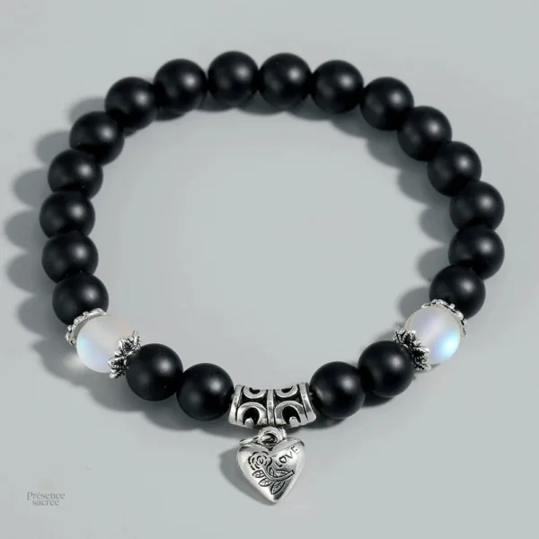 Bracelet Graine de Bodhi avec symbole de cœur
