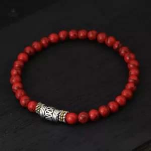 Bracelet Jaspe Rouge en style tibétain