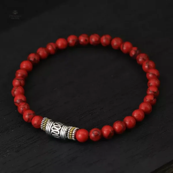 Bracelet Jaspe Rouge en style tibétain