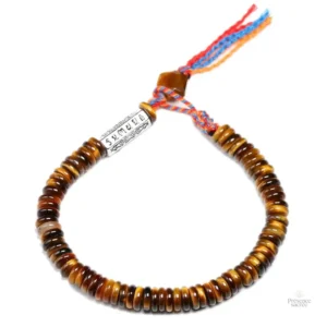 Bracelet avec Oeil de Tigre et symboles tibétains