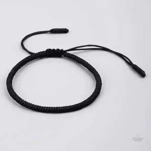 Bracelet noir en perles tibétaines, style minimaliste
