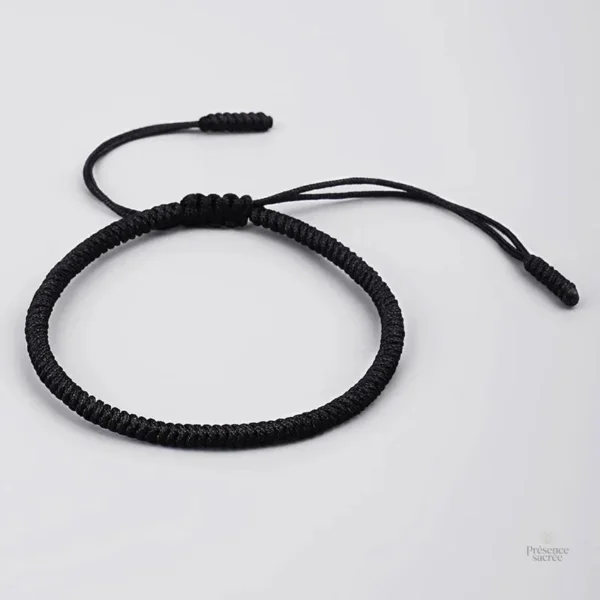 Bracelet noir en perles tibétaines, style minimaliste