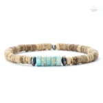 Bracelet en bois, œil du tigre, style tibétain