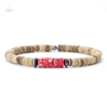 Bracelet tibétain, design œil du tigre en bois