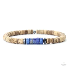 Accessoire en bois, bracelet tibétain, œil du tigre
