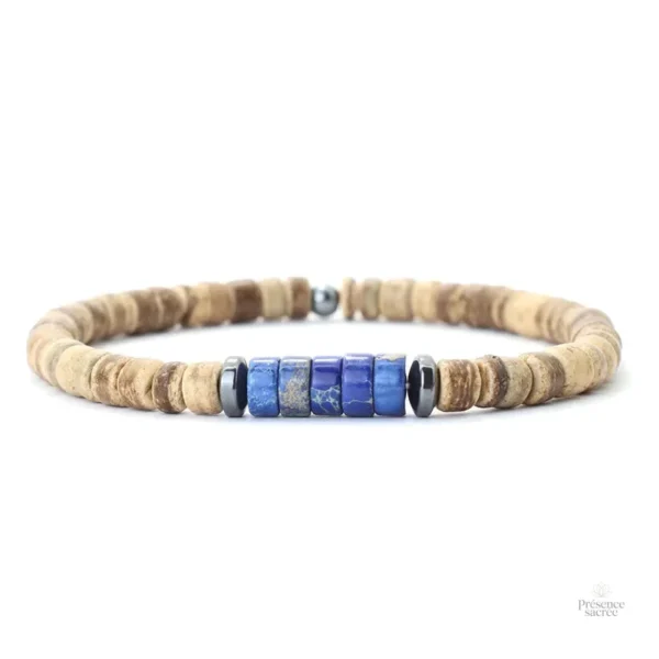 Accessoire en bois, bracelet tibétain, œil du tigre