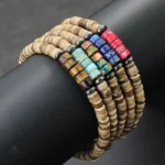 Bijou tibétain en bois avec œil du tigre décoratif