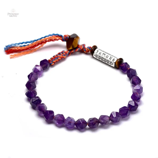 Bracelet Tibétain en Améthyste avec symbole Om