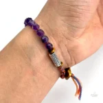 Bijou tibétain, bracelet en améthyste pour méditation