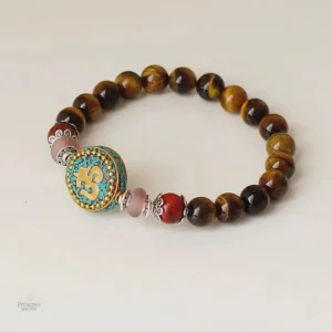 Bracelet Tibétain Om en Oeil de Tigre
