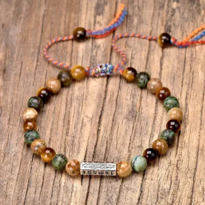 Bracelet Tibétain pierres naturelles avec symbole Om