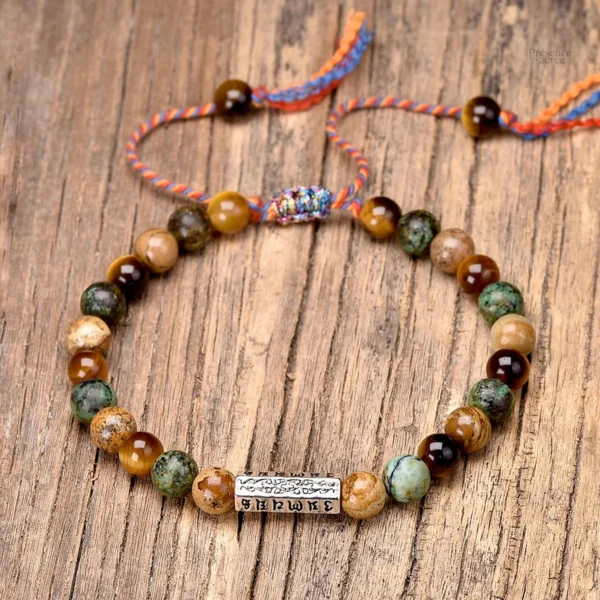 Bracelet Tibétain pierres naturelles avec symbole Om