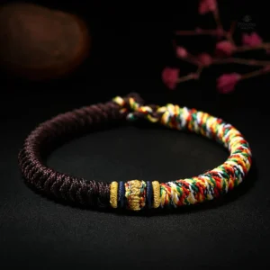 Bracelet Tibetain traditionnel en tresses colorées
