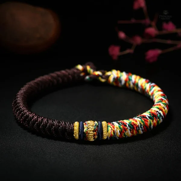 Bracelet Tibetain traditionnel en tresses colorées